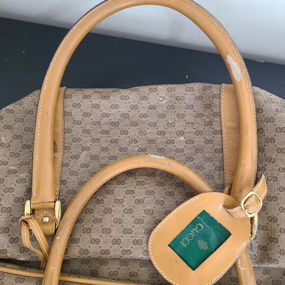 Vintage Gucci Micro GG Duffle Travel Bag Brown - Picture 11 of 12